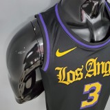 2021 DAVIS#3 Los Angeles Lakers Black Latin Black NBA Jersey High Quality Name and Number Print