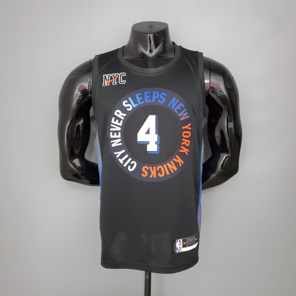 NBA Season 2021 Men New York Knicks Black #4 ROSE Jersey High Quality Name and Number Print