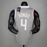 NBA Season 2021 Men Los Angeles Clippers Grey Awarding Version #4 RONDO Jersey High Quality Name and Number Print