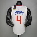 NBA Men Los Angeles Clippers White #4 RONDO Jersey High Quality Name and Number Print