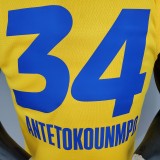 NBA Men 2021 All Star Jerseys Yellow #34 ANTETOKOUNMPO Jersey High Quality Name and Number Print