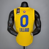NBA Men 2021 All Star Jerseys Yellow #0 LILLARD Jersey High Quality Name and Number Print