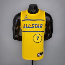 NBA Men 2021 All Star Jerseys Yellow #7 BROWN Jersey High Quality Name and Number Print
