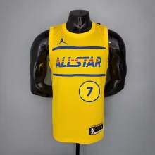 NBA Men 2021 All Star Jerseys Yellow #7 BROWN Jersey High Quality Name and Number Print