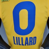 NBA Men 2021 All Star Jerseys Yellow #0 LILLARD Jersey High Quality Name and Number Print