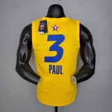 NBA Men 2021 All Star Jerseys Yellow #3 PAUL Jersey High Quality Name and Number Print
