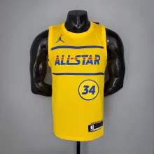 NBA Men 2021 All Star Jerseys Yellow #34 ANTETOKOUNMPO Jersey High Quality Name and Number Print