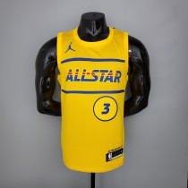 NBA Men 2021 All Star Jerseys Yellow #3 PAUL Jersey High Quality Name and Number Print
