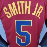 NBA Men Cleveland Cavaliers Red #5 SMITH JR Jersey High Quality Name and Number Print
