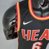 NBA Men Season 2018 Miami Heat Black #6 JAMES Jersey High Quality Name and Number Print