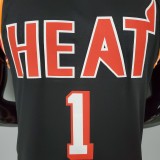 NBA Men Season 2018 Miami Heat Black #1 BOSH Jersey High Quality Name and Number Print