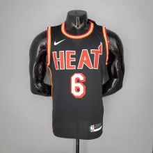 NBA Men Season 2018 Miami Heat Black #6 JAMES Jersey High Quality Name and Number Print