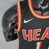 NBA Men Season 2018 Miami Heat Black #1 BOSH Jersey High Quality Name and Number Print