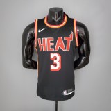 NBA Men Season 2018 Miami Heat Black #3 WADE Jersey High Quality Name and Number Print