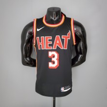 NBA Men Season 2018 Miami Heat Black #3 WADE Jersey High Quality Name and Number Print