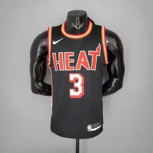 NBA Men Season 2018 Miami Heat Black #3 WADE Jersey High Quality Name and Number Print