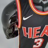 NBA Men Season 2018 Miami Heat Black #3 WADE Jersey High Quality Name and Number Print