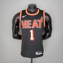 NBA Men Season 2018 Miami Heat Black #1 BOSH Jersey High Quality Name and Number Print