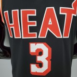 NBA Men Season 2018 Miami Heat Black #3 WADE Jersey High Quality Name and Number Print