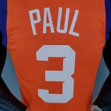 NBA Season 2021 Men Phoenix Suns Orange #3 PAUL with Jordan Logo Jersey High Quality Name and Number Print