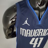 NBA Men Season 2021 Dallas Mavericks Dark Blue #41 NOWITZKI Jersey with Jordon Logo High Quality Name and Number Print