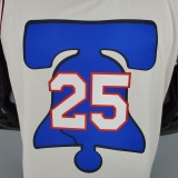 NBA Men Season 2021 Philadelphia 76ers White Rewarding Version #25 SIMMONS Jersey High Quality Name and Number Print