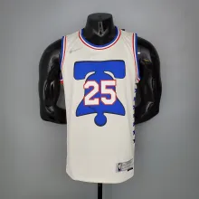 NBA Men Season 2021 Philadelphia 76ers White Rewarding Version #25 SIMMONS Jersey High Quality Name and Number Print