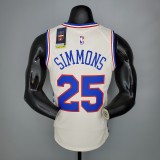 NBA Men Season 2021 Philadelphia 76ers White Rewarding Version #25 SIMMONS Jersey High Quality Name and Number Print