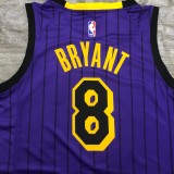 NBA Men Los Angeles Lakers Retro Purple with Black Lines #8 BRYANT Round Neck Jersey High Quality Name and Number Print