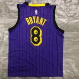 NBA Men Los Angeles Lakers Retro Purple with Black Lines #8 BRYANT Round Neck Jersey High Quality Name and Number Print