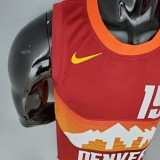 NBA Men Season 2021 Denver Nuggets Red and Orange #15 JOKIC Jersey High Quality Name and Number Print