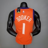 NBA Season 2021 Men Phoenix Suns Orange #1 BOOKER with Jordan Logo Jersey High Quality Name and Number Print