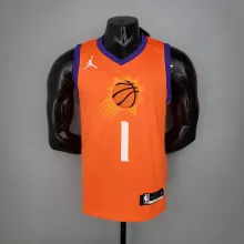 NBA Season 2021 Men Phoenix Suns Orange #1 BOOKER with Jordan Logo Jersey High Quality Name and Number Print