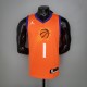 NBA Season 2021 Men Phoenix Suns Orange #1 BOOKER with Jordan Logo Jersey High Quality Name and Number Print