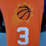 NBA Season 2021 Men Phoenix Suns Orange #3 PAUL with Jordan Logo Jersey High Quality Name and Number Print