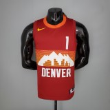 NBA Men Season 2021 Denver Nuggets Red and Orange #1 PORTER JR. Jersey High Quality Name and Number Print
