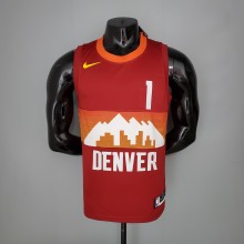 NBA Men Season 2021 Denver Nuggets Red and Orange #1 PORTER JR. Jersey High Quality Name and Number Print
