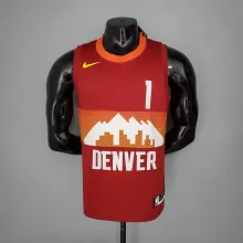 NBA Men Season 2021 Denver Nuggets Red and Orange #1 PORTER JR. Jersey High Quality Name and Number Print