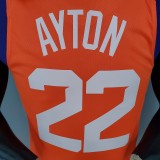 NBA Season 2021 Men Phoenix Suns Orange #22 AYTON with Jordan Logo Jersey High Quality Name and Number Print