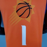 NBA Season 2021 Men Phoenix Suns Orange #1 BOOKER with Jordan Logo Jersey High Quality Name and Number Print