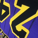 NBA Men Los Angeles Lakers Retro Purple with Black Lines #24 BRYANT Round Neck Jersey High Quality Name and Number Print