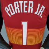 NBA Men Season 2021 Denver Nuggets Red and Orange #1 PORTER JR. Jersey High Quality Name and Number Print