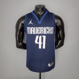 NBA Men Season 2021 Dallas Mavericks Dark Blue #41 NOWITZKI Jersey with Jordon Logo High Quality Name and Number Print