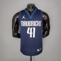 NBA Men Season 2021 Dallas Mavericks Dark Blue #41 NOWITZKI Jersey with Jordon Logo High Quality Name and Number Print