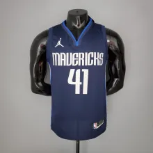 NBA Men Season 2021 Dallas Mavericks Dark Blue #41 NOWITZKI Jersey with Jordon Logo High Quality Name and Number Print