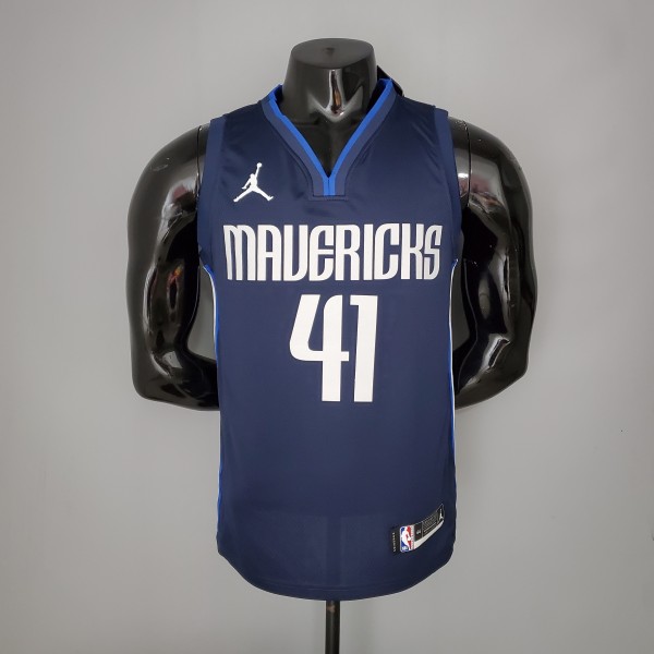 NBA Men Season 2021 Dallas Mavericks Dark Blue #41 NOWITZKI Jersey with Jordon Logo High Quality Name and Number Print