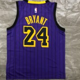 NBA Men Los Angeles Lakers Retro Purple with Black Lines #24 BRYANT Round Neck Jersey High Quality Name and Number Print