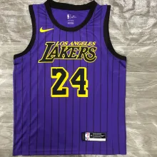 NBA Men Los Angeles Lakers Retro Purple with Black Lines #24 BRYANT Round Neck Jersey High Quality Name and Number Print