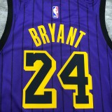 NBA Men Los Angeles Lakers Retro Purple with Black Lines #24 BRYANT Round Neck Jersey High Quality Name and Number Print