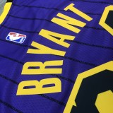 NBA Men Los Angeles Lakers Retro Purple with Black Lines #24 BRYANT Round Neck Jersey High Quality Name and Number Print